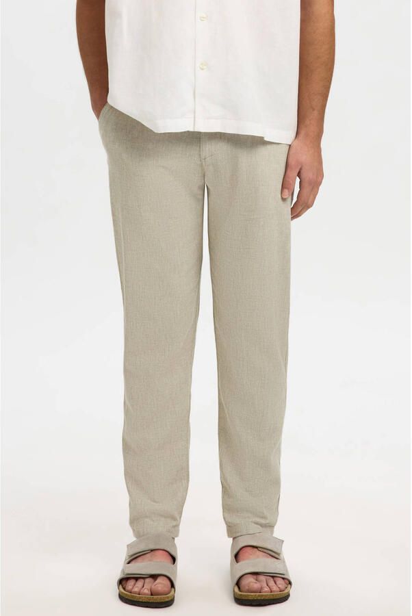 Selected Homme slim fit broek van mix van katoen en linnen model 'BRODY'