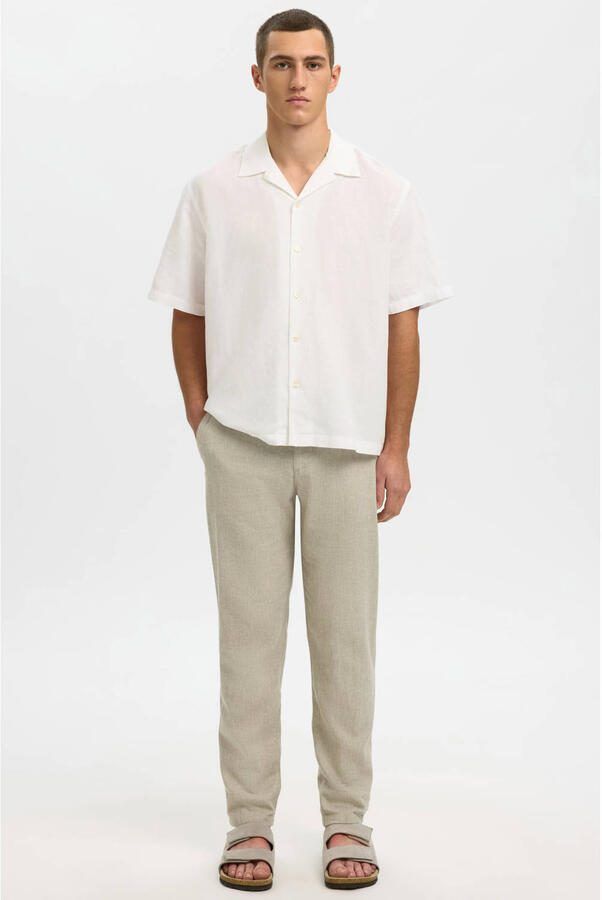 Selected Homme slim fit broek van mix van katoen en linnen model 'BRODY' - Foto 3