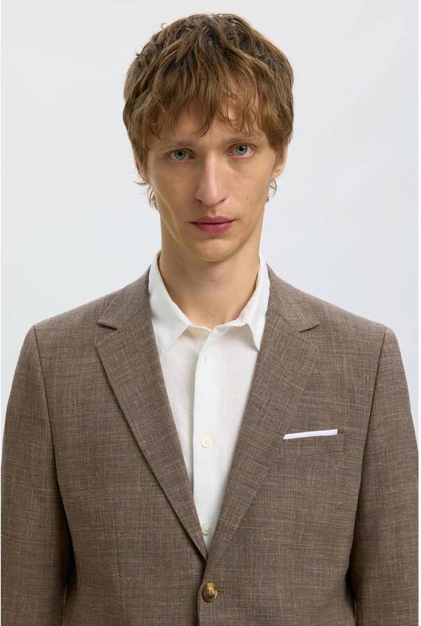 SELECTED MEN Heren Colberts Slhslim-oasis Linen Blz Noos Taupe - Foto 5