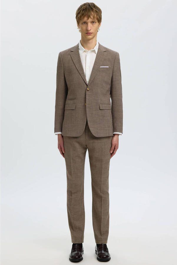 SELECTED MEN Heren Colberts Slhslim-oasis Linen Blz Noos Taupe - Foto 6
