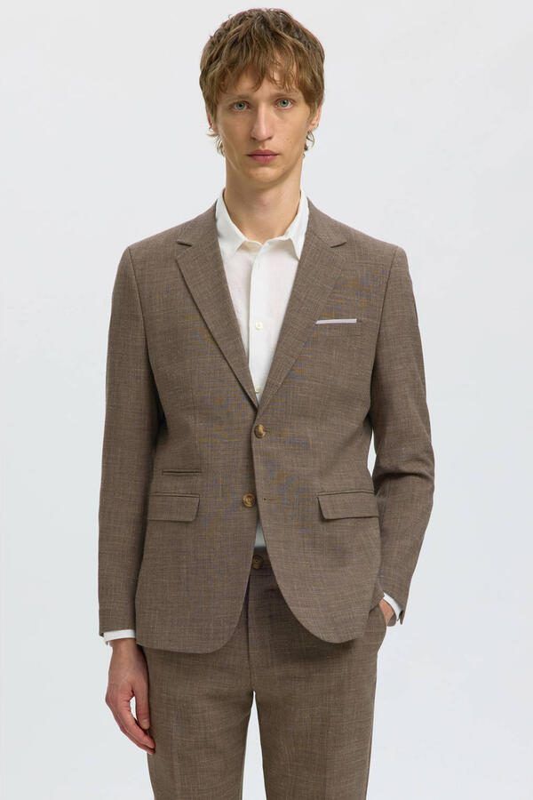 SELECTED MEN Heren Colberts Slhslim-oasis Linen Blz Noos Taupe - Foto 7