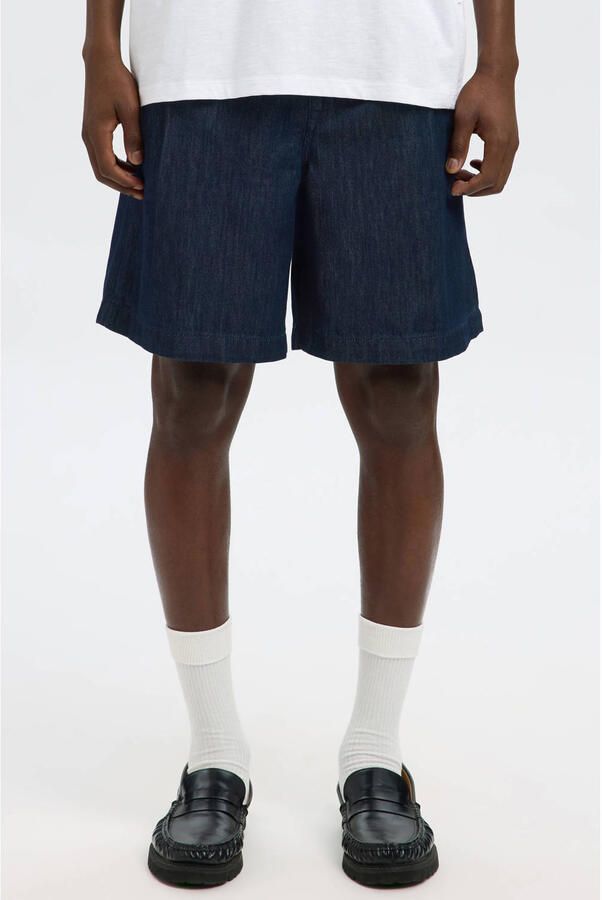 Selected denim loose short dark blue denim
