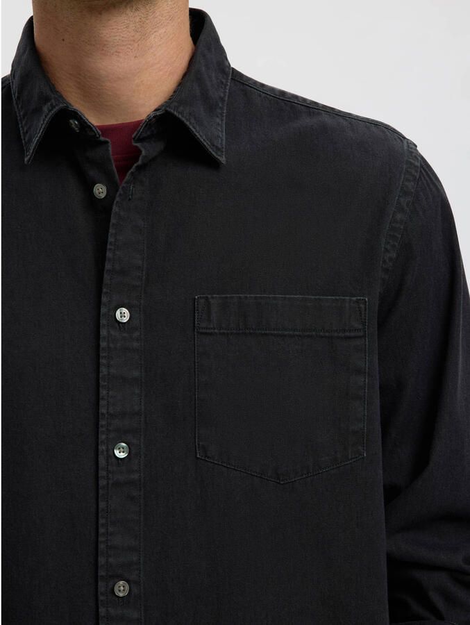 Selected denim regular fit casual overhemd zwart - Foto 2