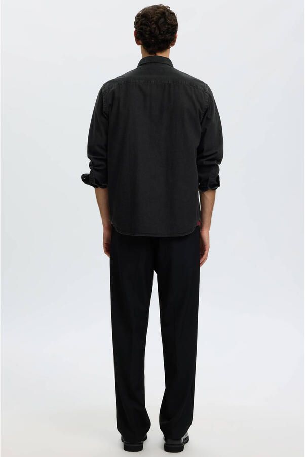 Selected denim regular fit casual overhemd zwart - Foto 3