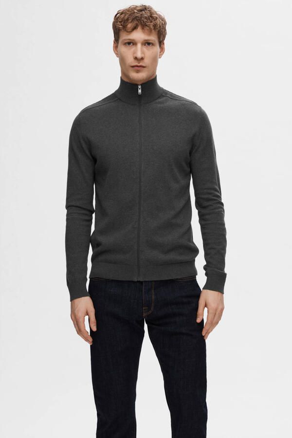 Selected Regular fit gebreid jack van puur katoen model 'BERG' - Foto 4