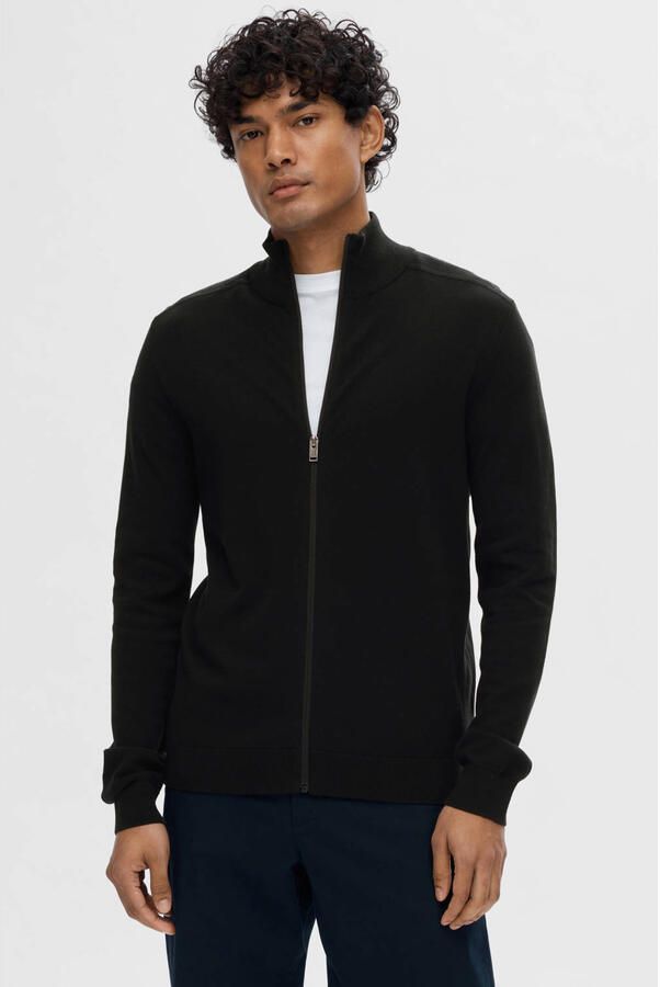 Selected Homme Regular fit gebreid jack van puur katoen model 'BERG'