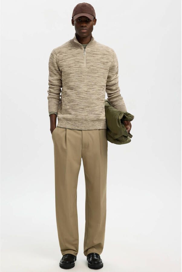 Selected gebreide trui taupe - Foto 3