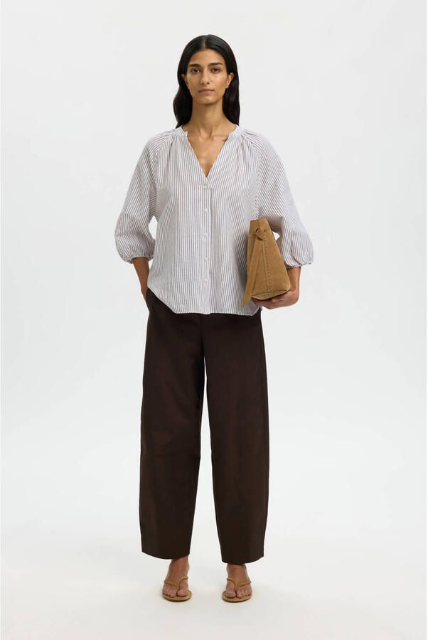 Selected relaxed fit overhemdblouse mix van katoen en linnen model 'ALBERTA' - Foto 2