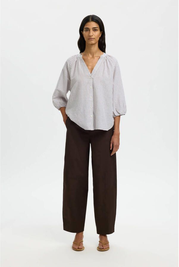 Selected relaxed fit overhemdblouse mix van katoen en linnen model 'ALBERTA' - Foto 3