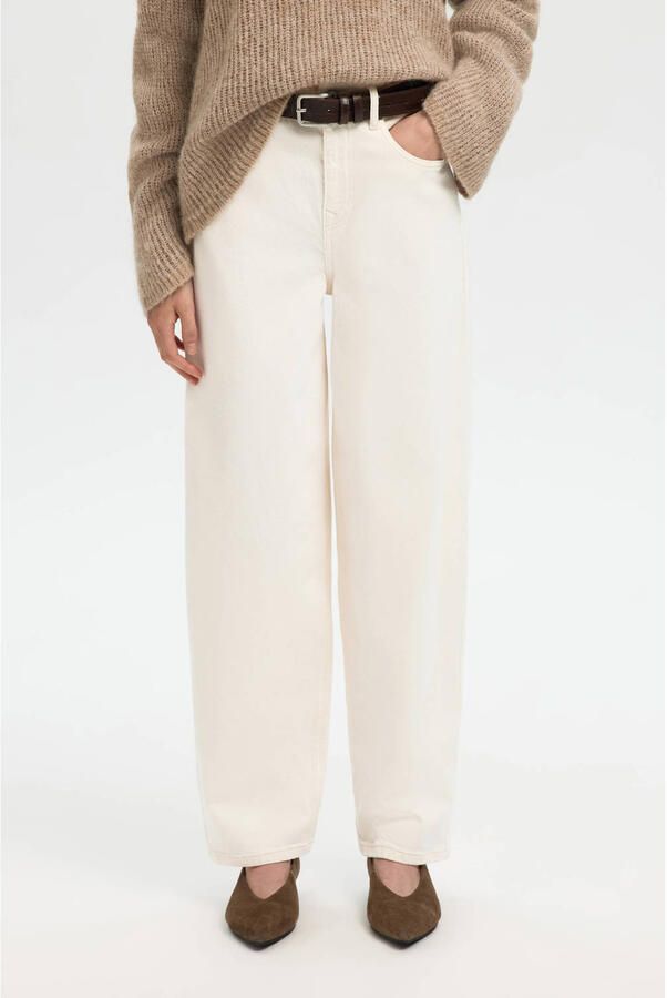 Selected high waist barrel jeans ecru