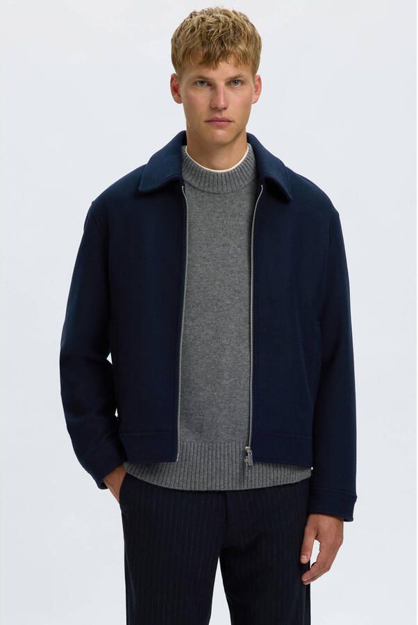 Selected Blouson van wolmix met tweewegritssluiting