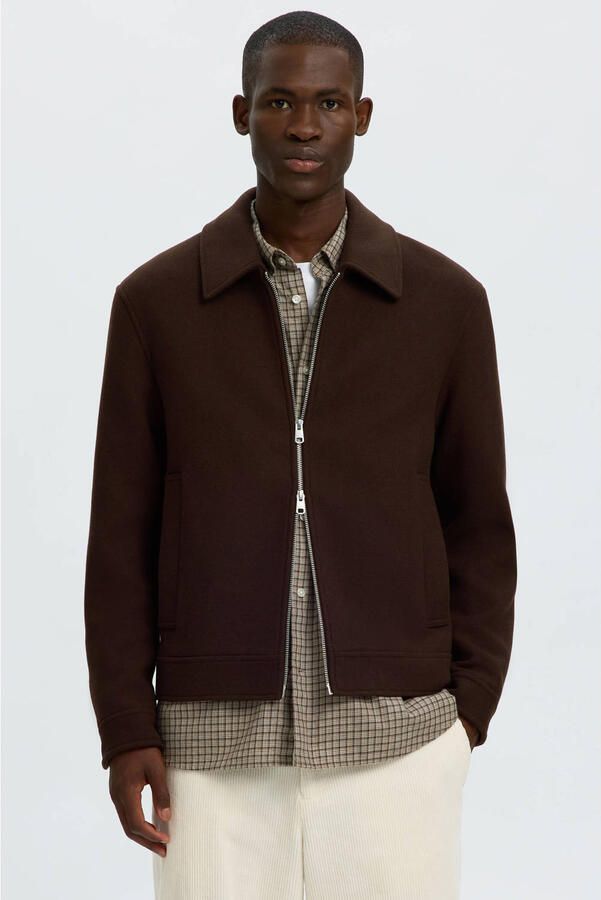 Selected Blouson van wolmix met tweewegritssluiting