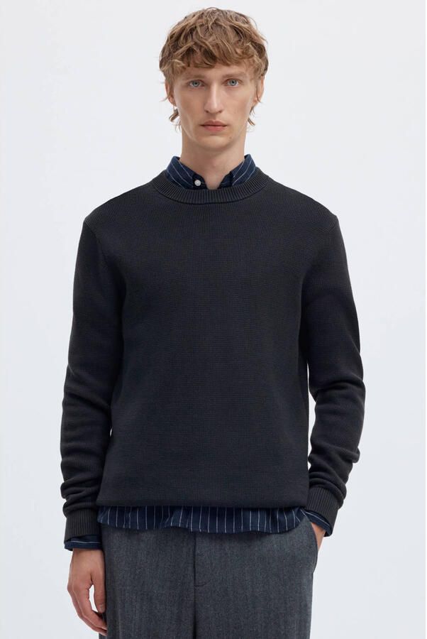 SELECTED HOMME Trui met ronde hals SLHDANE LS KNIT STRUCTURE CREW NECK NOOS