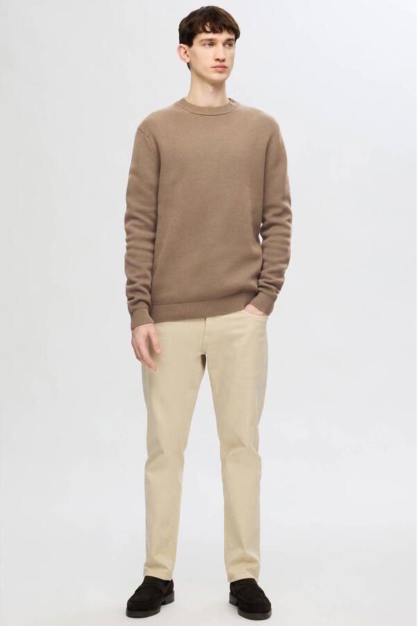 SELECTED MEN Heren Truien & Vesten Slhdane Ls Knit Structure Crew Neck Noos Bruin - Foto 6