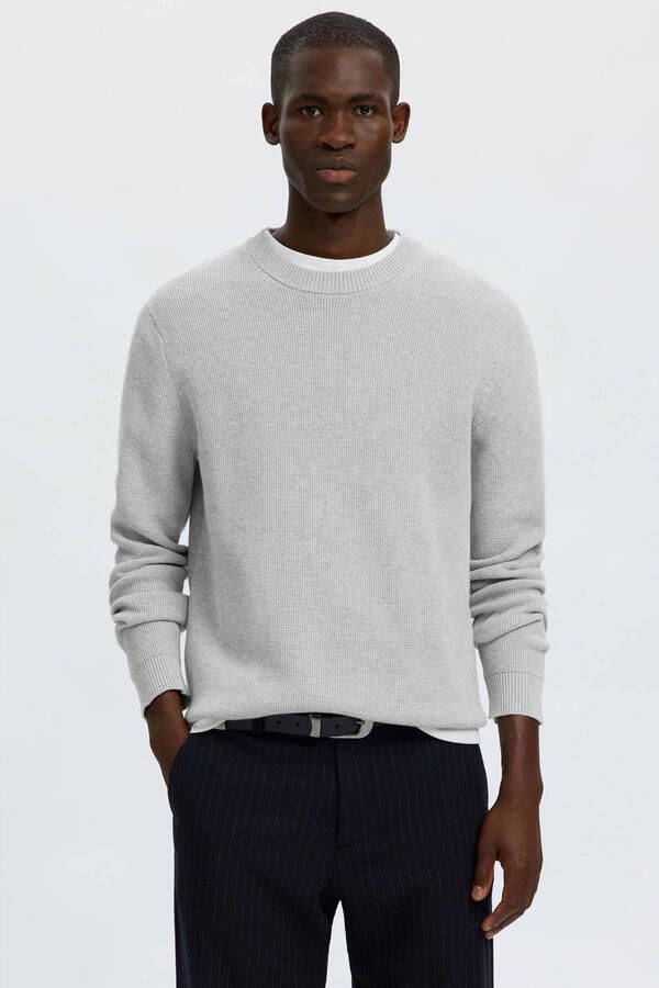 Selected Regular fit gebreide pullover van puur katoen model 'DANE'