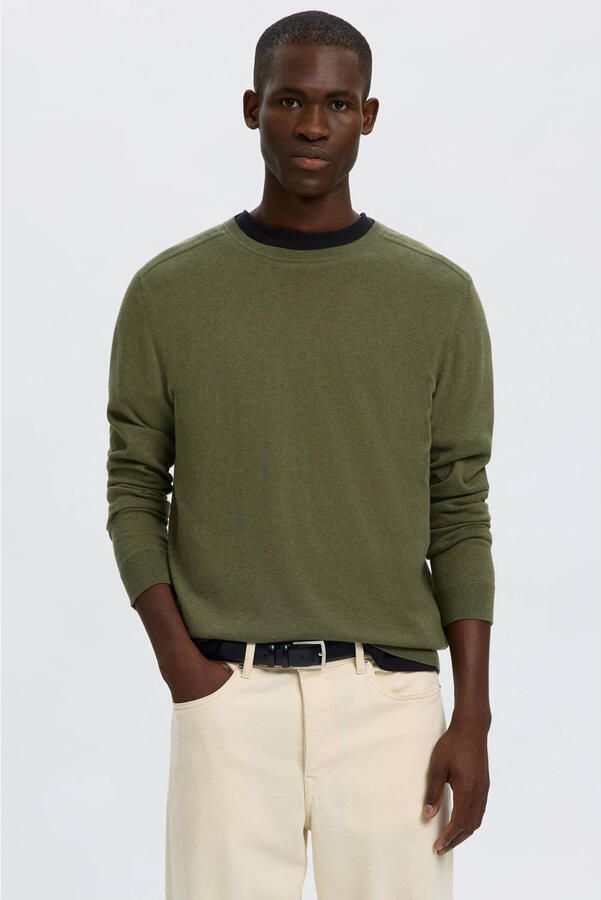 SELECTED HOMME Heren Truien & Vesten Slhberg Crew Neck Noos Groen - Foto 6