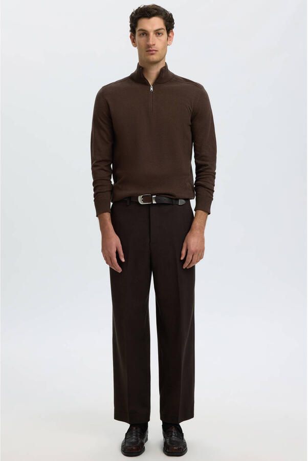 Selected katoenen regular fit trui donkerbruin - Foto 2
