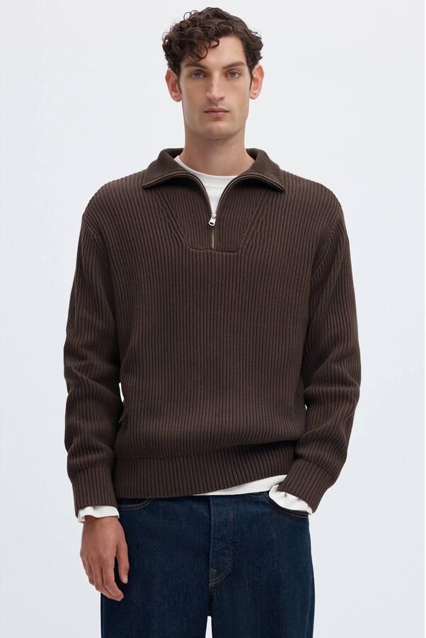 Selected Regular fit pullover van pure katoen met schipperskraag