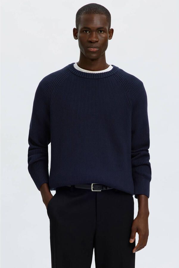 Selected Regular fit pullover van puur katoen model 'BRAUN'