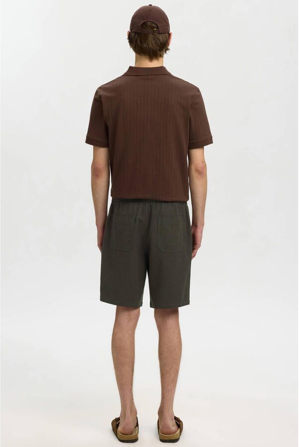 SELECTED MEN Heren Broeken Slhregular-harvey Linen Blend Shorts Donkergrijs - Foto 6