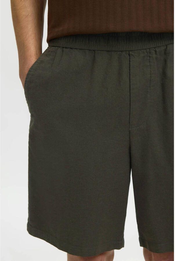SELECTED MEN Heren Broeken Slhregular-harvey Linen Blend Shorts Donkergrijs - Foto 6