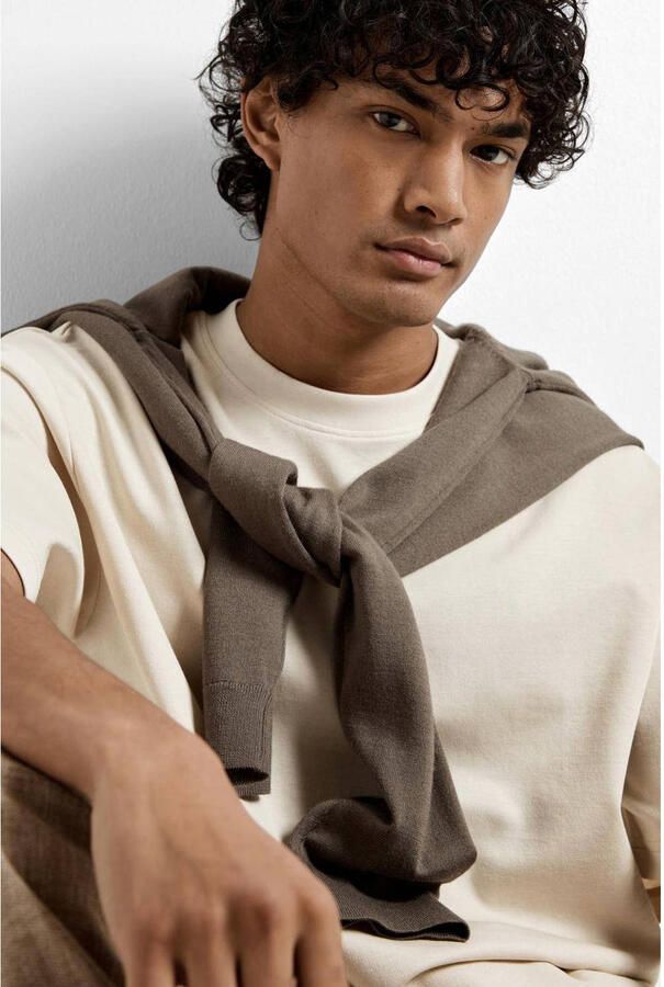 SELECTED MEN Heren Polo's & T-shirts Slhlooseoscar Ss O-neck Tee Noos Beige - Foto 6