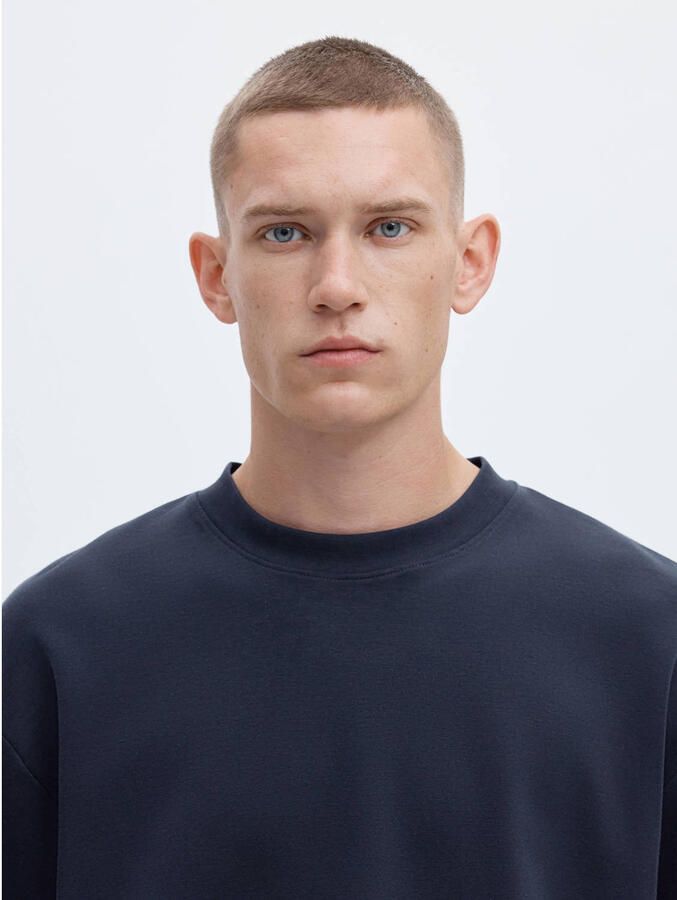 SELECTED MEN Heren Polo's & T-shirts Slhlooseoscar Ss O-neck Tee Noos Donkerblauw - Foto 5
