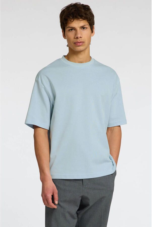 SELECTED HOMME loose fit T-shirt SLHLOOSEOSCAR lichtblauw