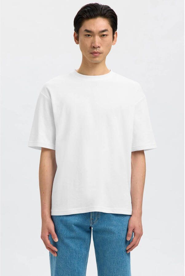 SELECTED MEN Heren Polo's & T-shirts Slhlooseoscar Ss O-neck Tee Noos Wit - Foto 5