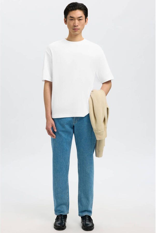 SELECTED MEN Heren Polo's & T-shirts Slhlooseoscar Ss O-neck Tee Noos Wit - Foto 7