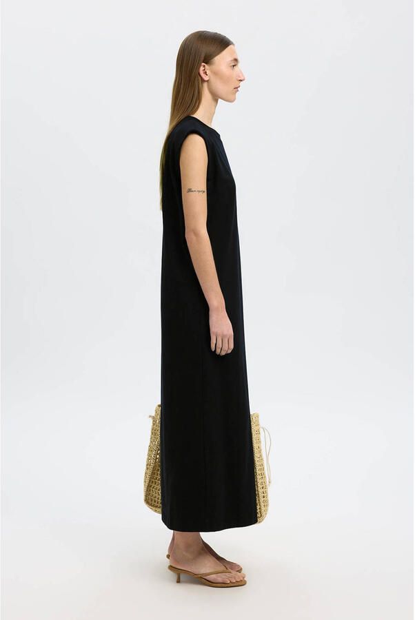 SELECTED FEMME Dames Jurken Slfhalley Sl Shoulderpad Ankle Zwart - Foto 8