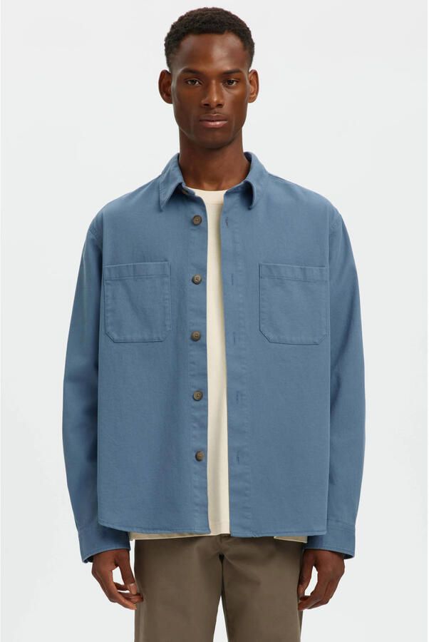 Selected Homme Regular fit overhemdjack van Mix van biologisch katoen Model 'TRAVIS'