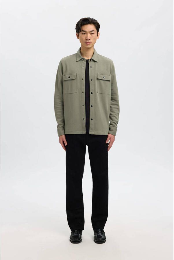 SELECTED HOMME regular fit overshirt SLHJACKIE met biologisch katoen vetiver - Foto 2