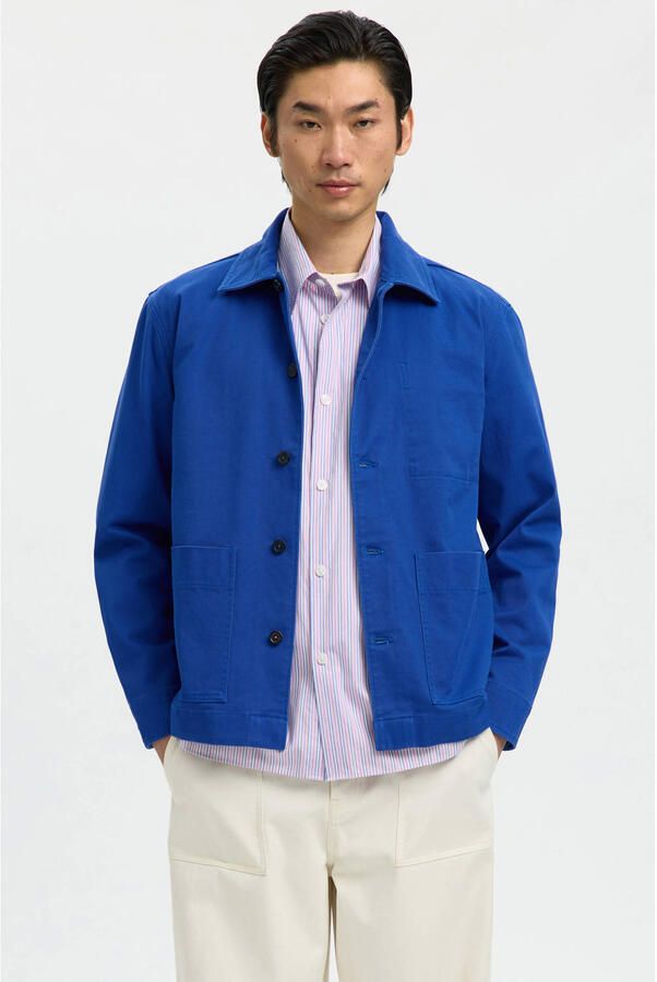 Selected overshirt met backprint blauw