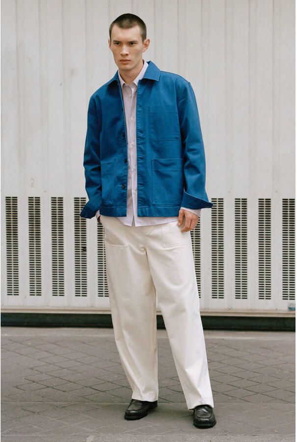 Selected overshirt met backprint blauw - Foto 3