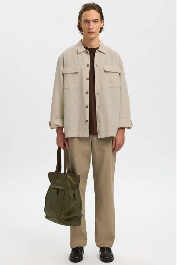 Selected Homme Hemdjack met relaxed fit van mix van katoen en linnen model 'LEROY' - Foto 8