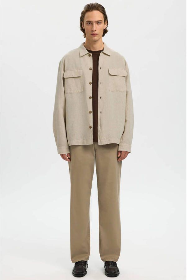 Selected Homme Hemdjack met relaxed fit van mix van katoen en linnen model 'LEROY' - Foto 9