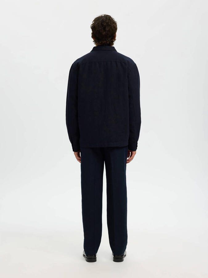 Selected Homme Hemdjack met relaxed fit van mix van katoen en linnen model 'LEROY' - Foto 3