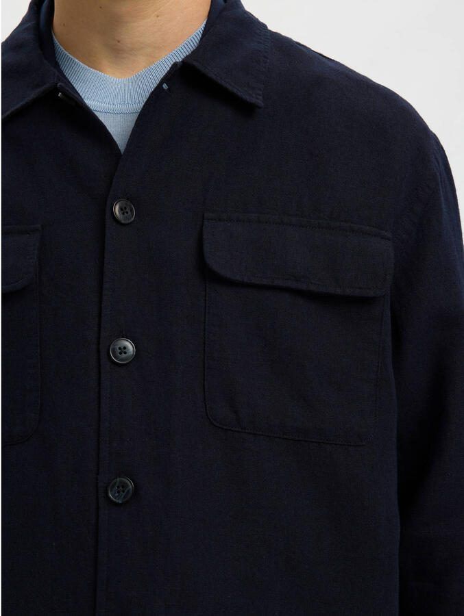 Selected Homme Hemdjack met relaxed fit van mix van katoen en linnen model 'LEROY' - Foto 2