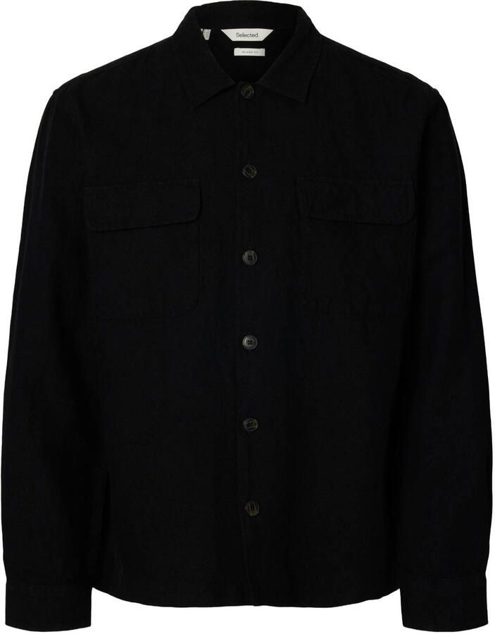 Selected Homme Hemdjack met relaxed fit van mix van katoen en linnen model 'LEROY'