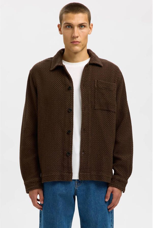 Selected Homme Regular fit overhemdjack van puur biologische katoenmix model 'REGFRED'