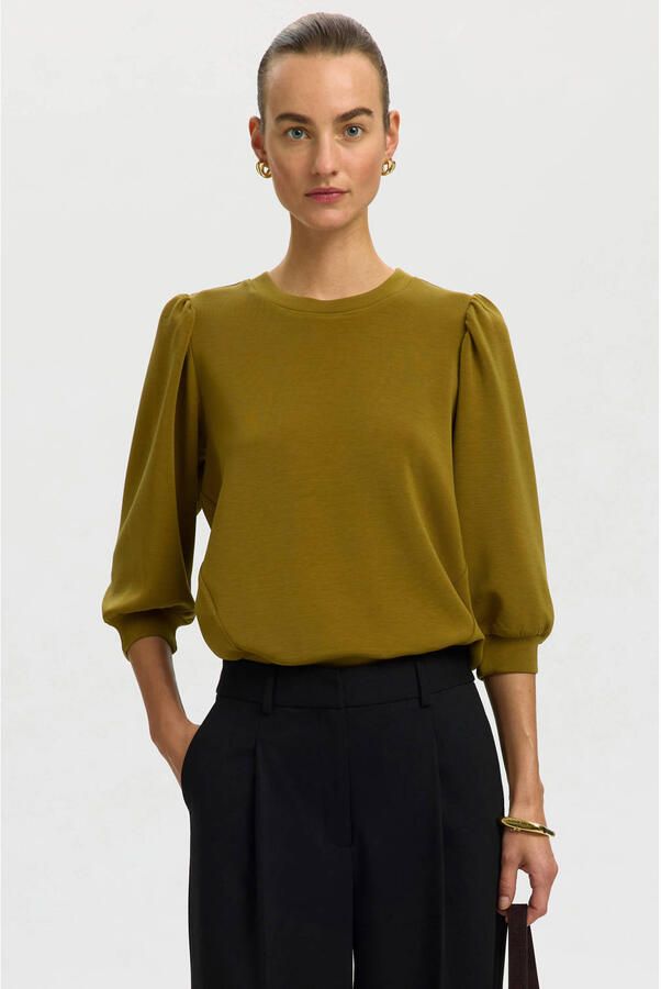 Selected oversized sweater met plooien groen