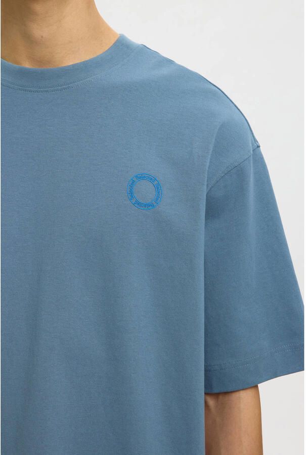 Selected oversized T-shirt gebreid lichtblauw - Foto 2