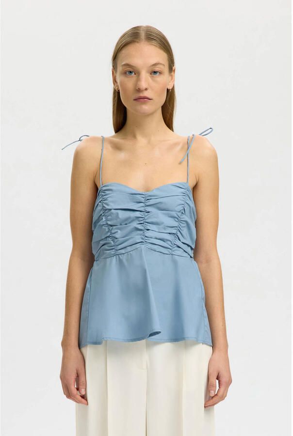 Selected peplum top lichtblauw