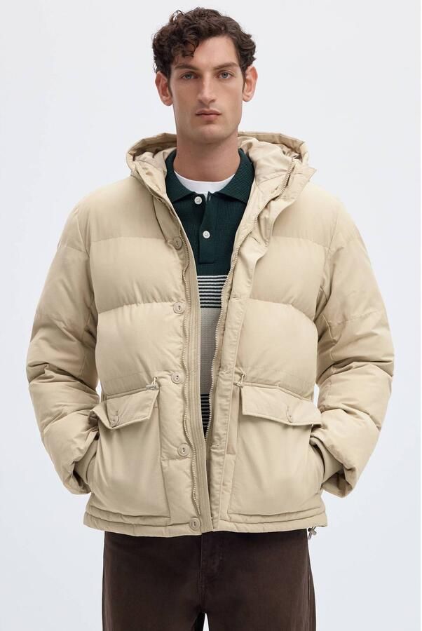 Selected pufferjas beige