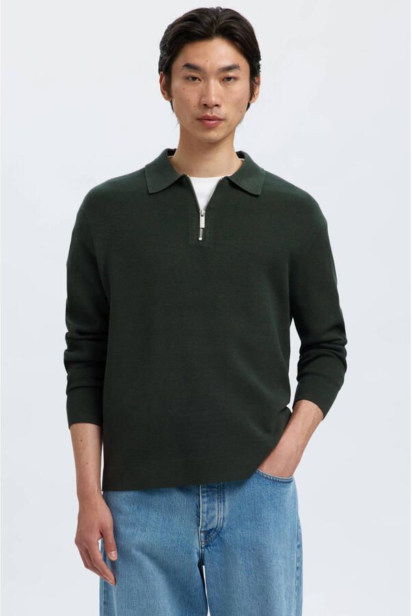 Selected Homme Relaxed fit gebreide pullover van viscosemix model 'TELLER'