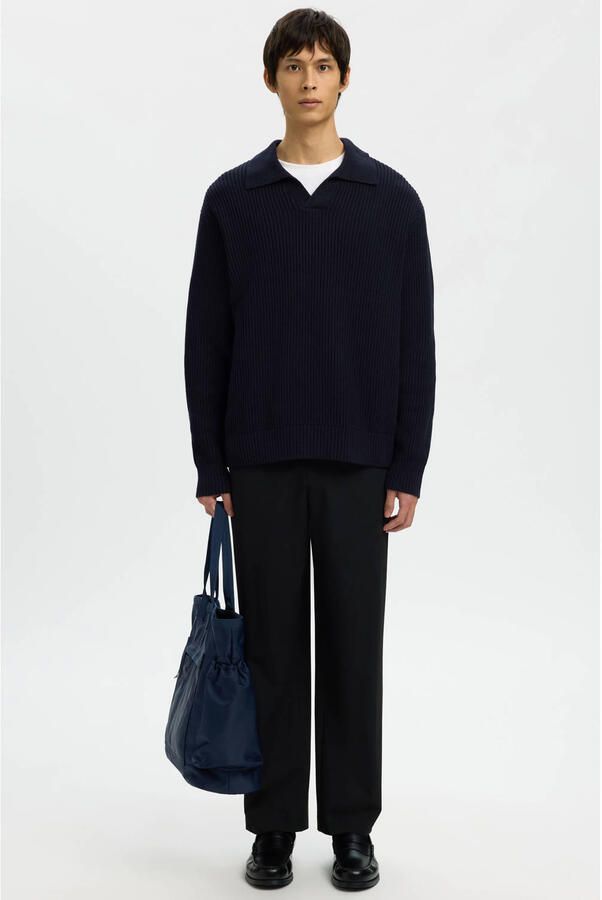 Selected pullover rib gebreid donkerblauw
