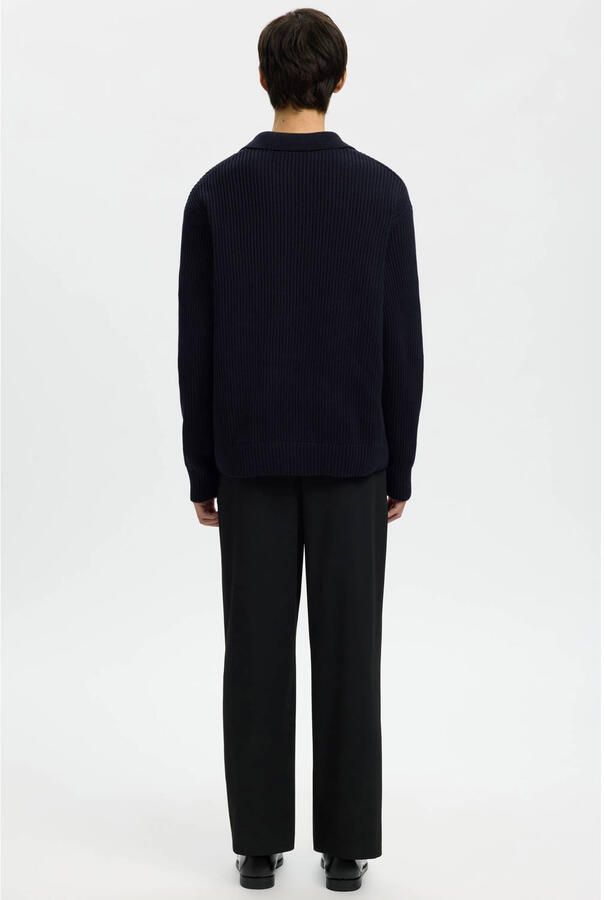 Selected pullover rib gebreid donkerblauw - Foto 2