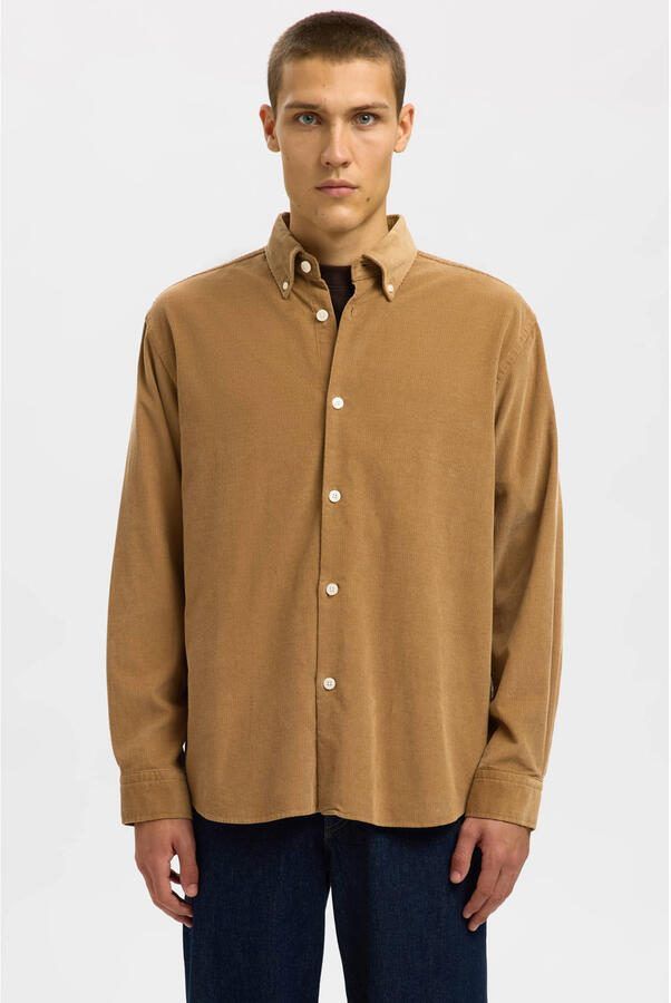 Selected Homme Regular fit ribcordoverhemd van puur katoen model 'DANNI'
