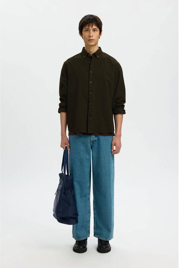 Selected regular casual overhemd donkergroen - Foto 2